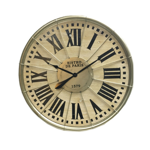 Reloj de madera vintage para sala. Estilo  industrial. Encuentra los mejores relojes para decorar tu casa